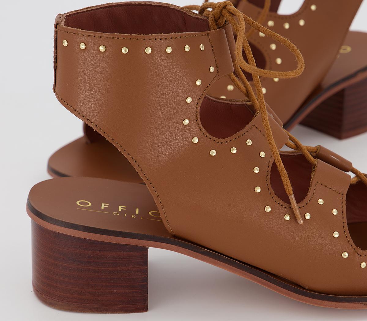 OFFICEMiss Me Leather Ghillie SandalsTan Leather