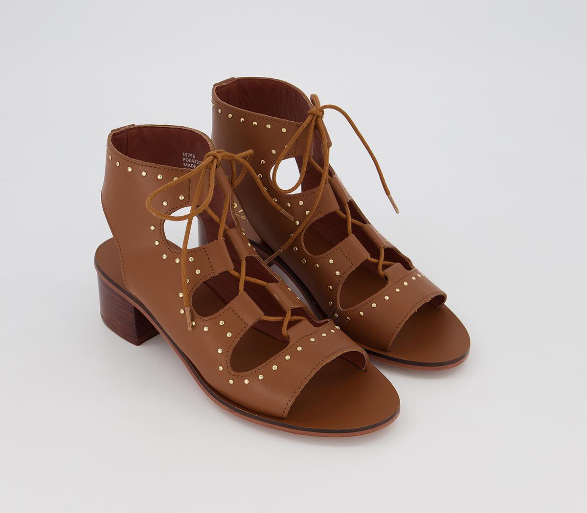OFFICEMiss Me Leather Ghillie SandalsTan Leather