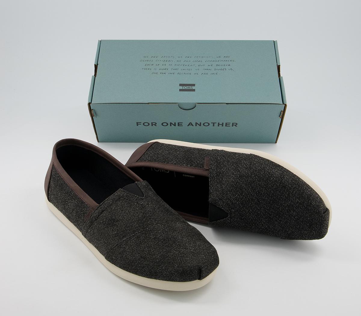 TOMS Toms Classic Alpargata Espadrilles TOMS Toms Classic Alpargata Espadrilles Charcoal Herringbone
