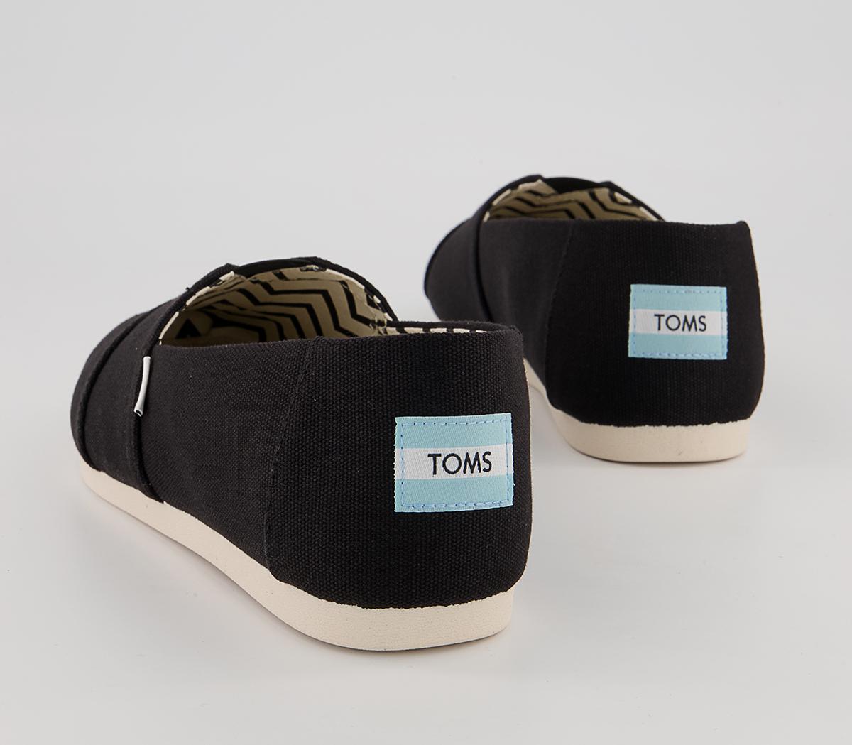 TOMSToms Classic Alpargata Slip OnsBlack Recycled Cotton Canvas