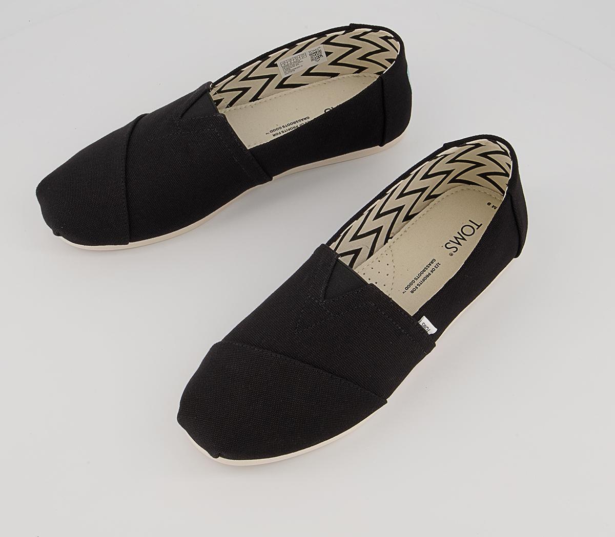 TOMS Toms Classic Alpargata Slip Ons Black Recycled Cotton Canvas - Men ...