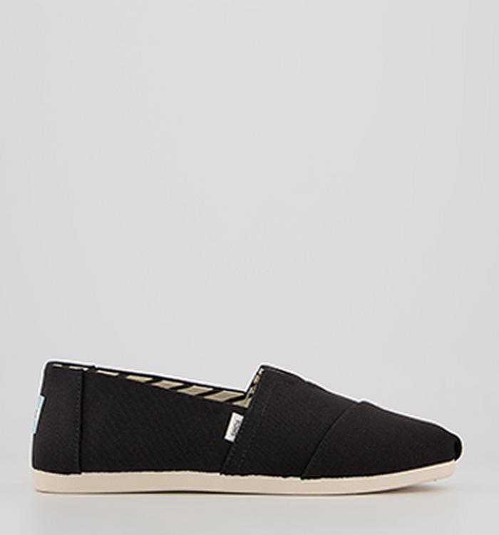 TOMS Toms Classic Alpargata Slip Ons Black Recycled Cotton Canvas