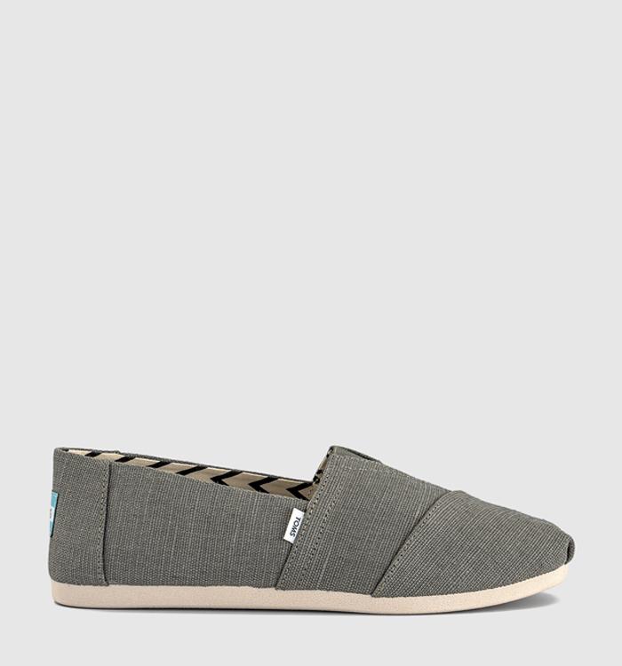 TOMS Toms Classic Alpargata Slip Ons Vetiver Grey Heritage Canvas