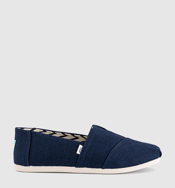 TOMS Toms Classic Alpargata Slip Ons Navy Heritage Canvas