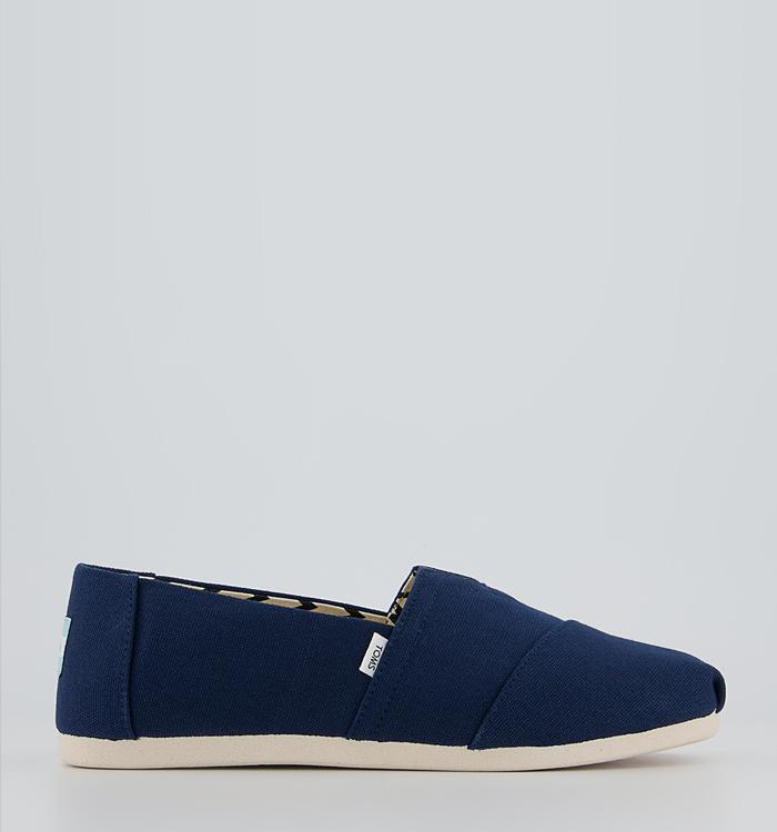 TOMS Toms Classic Alpargata Slip Ons Navy Recycled Cotton Canvas