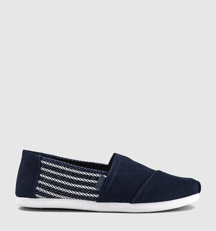 TOMS Toms Classic Alpargata Slip Ons Navy Nautical Stripe