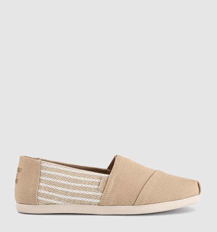 TOMS Toms Classic Alpargata Slip Ons Oatmeal Nautical Stripe