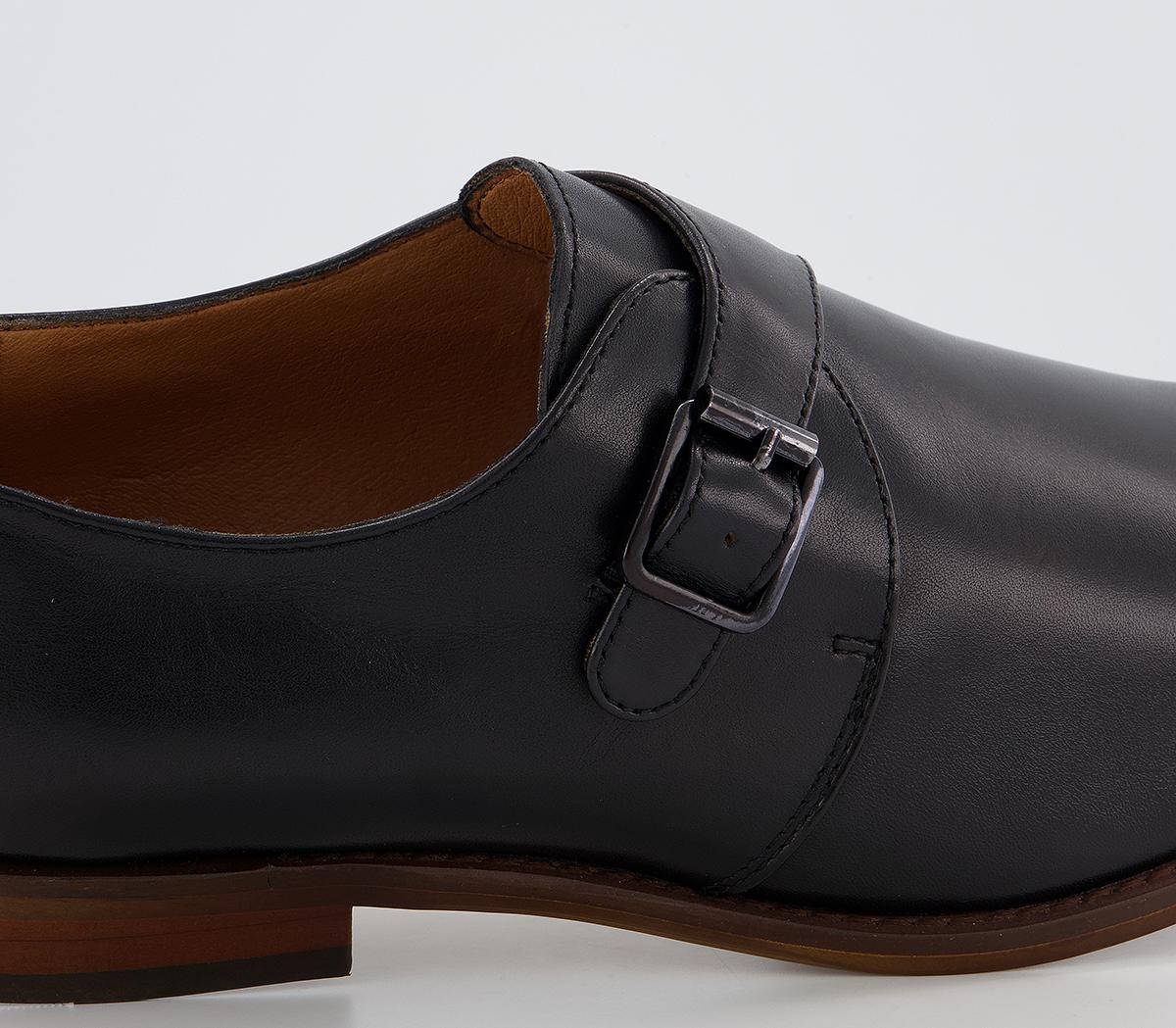OFFICE Master Single Strap Monk Shoes Black Leather - His Exclusives