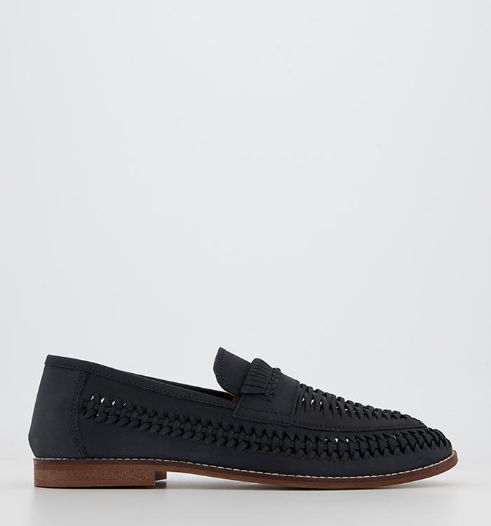 Office Chiswick Woven Saddle Slip On Loafers Navy Nubuck