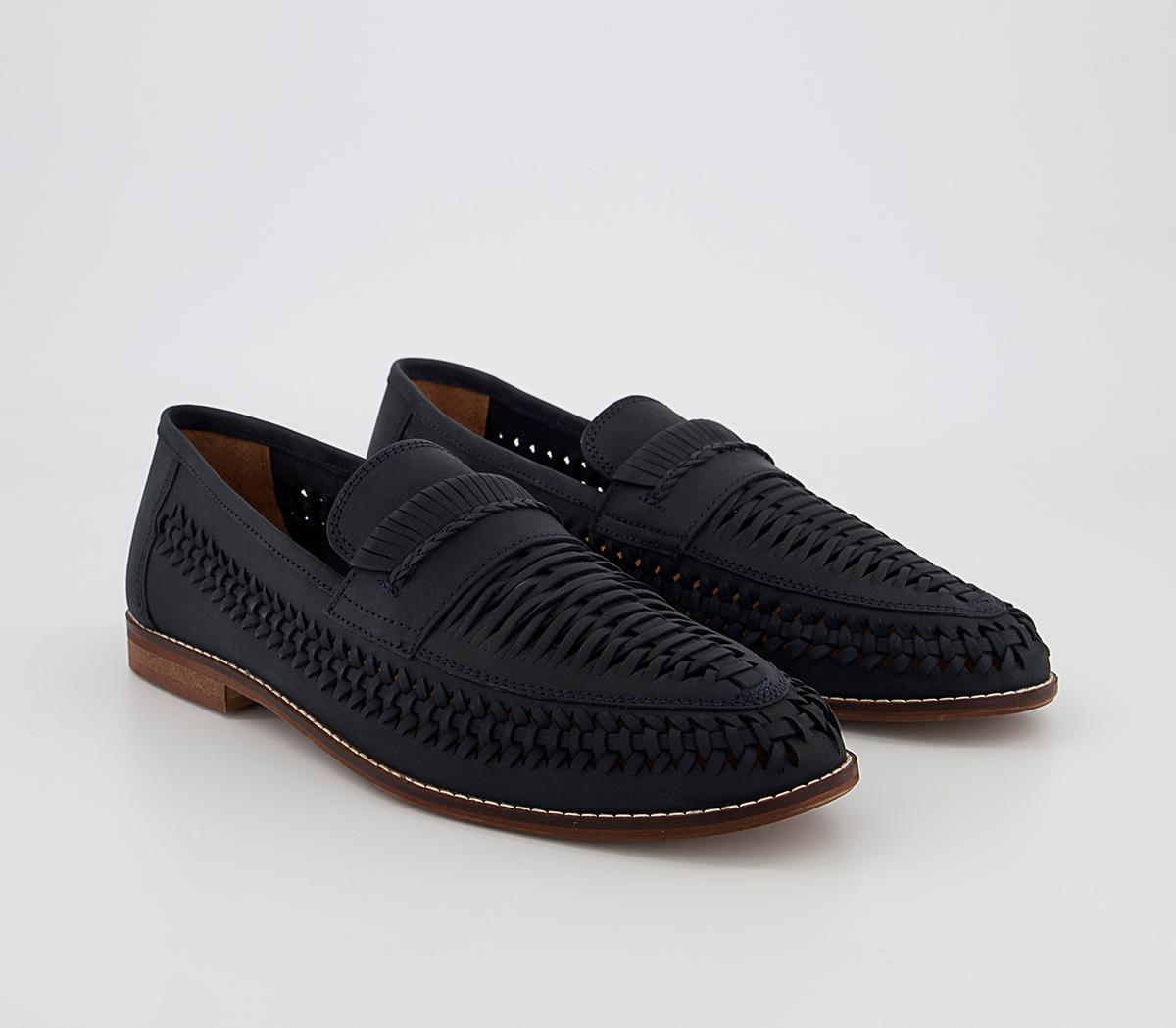 Office Chiswick Woven Saddle Slip On Loafers Navy Nubuck - Men's Casual ...