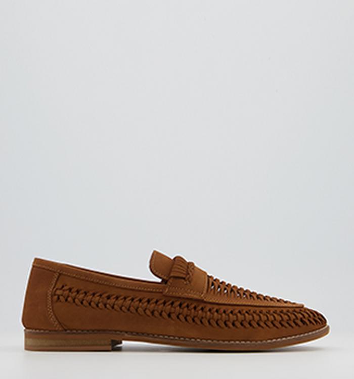 Office Chiswick Woven Saddle Slip On Loafers Tan Nubuck