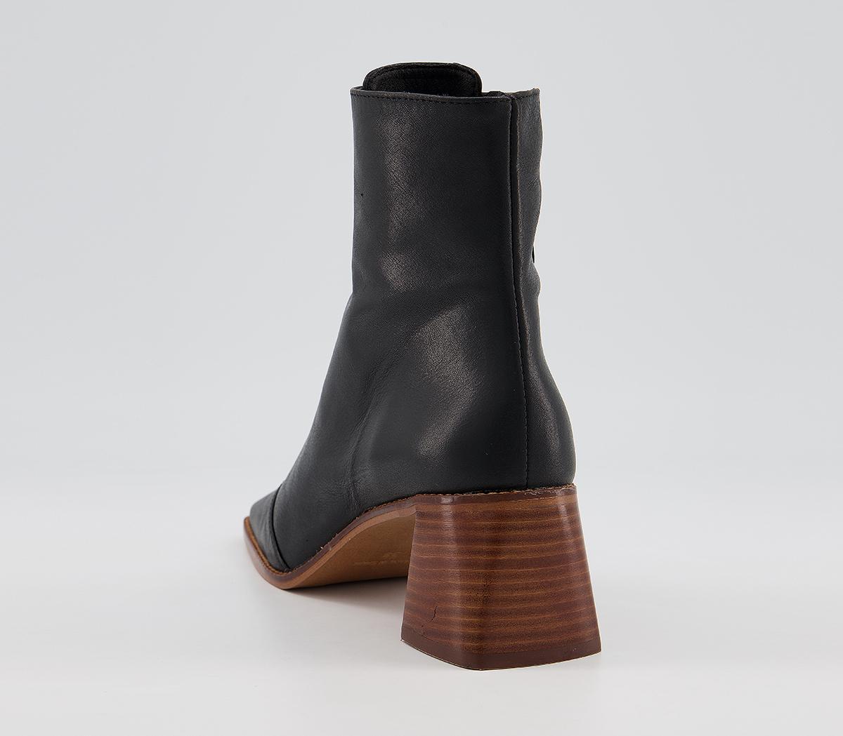 OFFICEAriella Lace Up BootsBlack Leather With Light Stack Heel