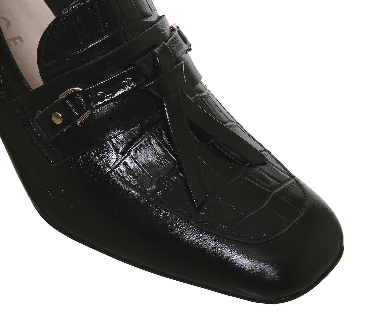 OFFICEMatilda- Block Heel LoaferBlack Croc Leather