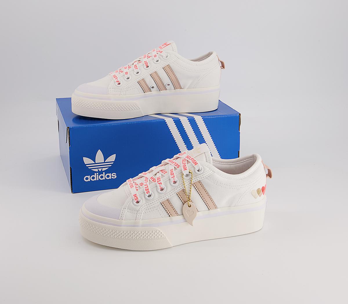 adidas Nizza Platform Trainers adidas Nizza Platform Trainers White Halo Blush Vivid Red