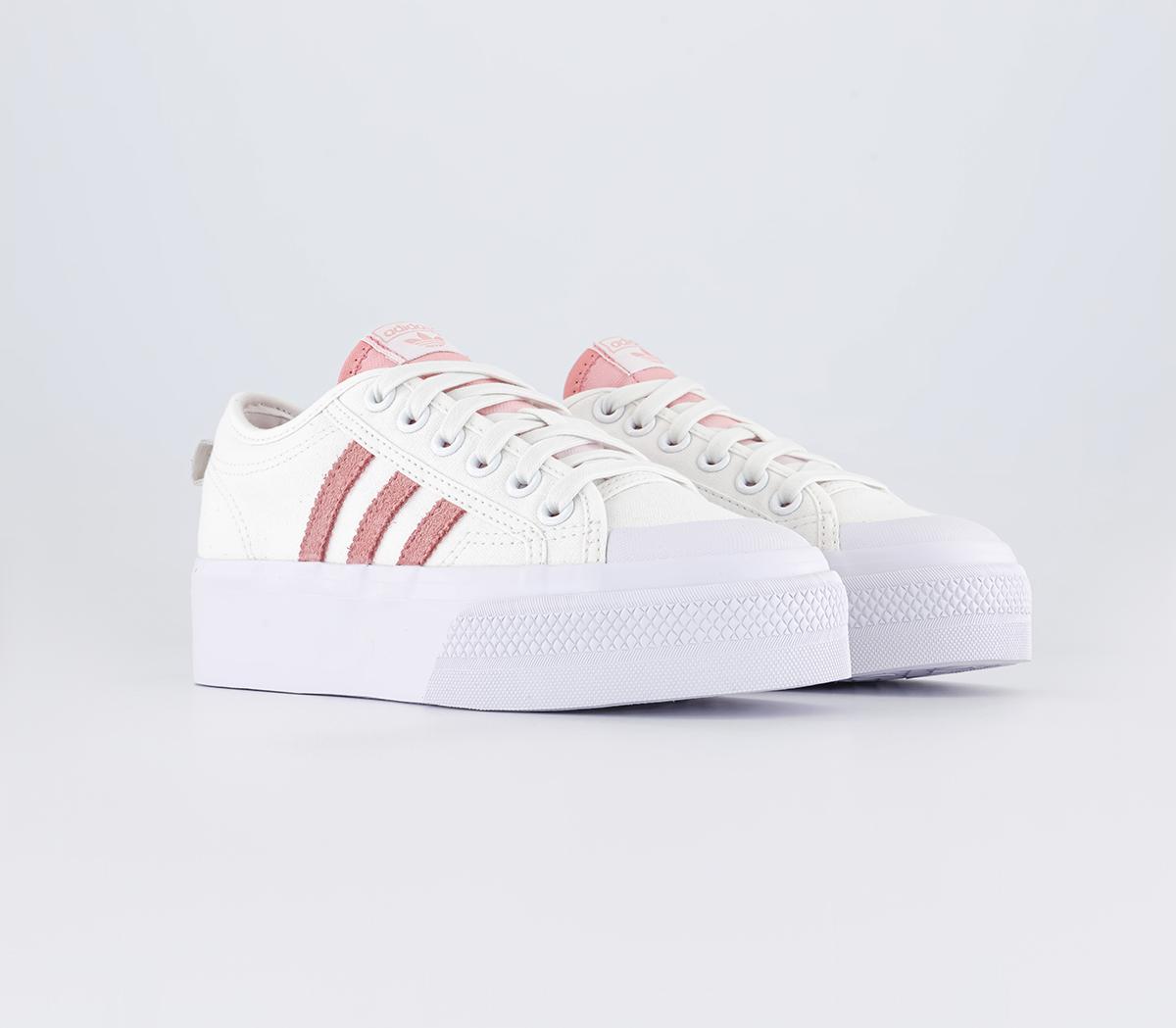 adidas Nizza Platform Trainers White Clear Pink White Pastel