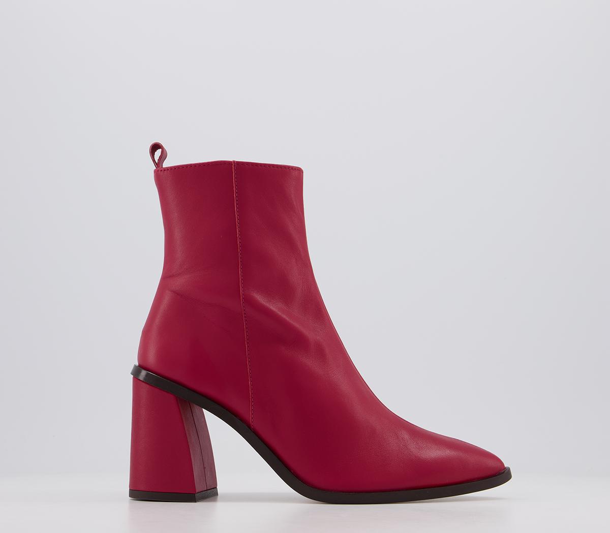 office red leather ankle boots