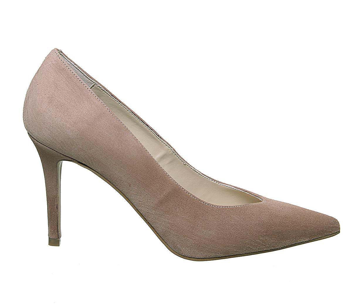 OFFICE Martina Court Shoes Blush Suede Mid Heels