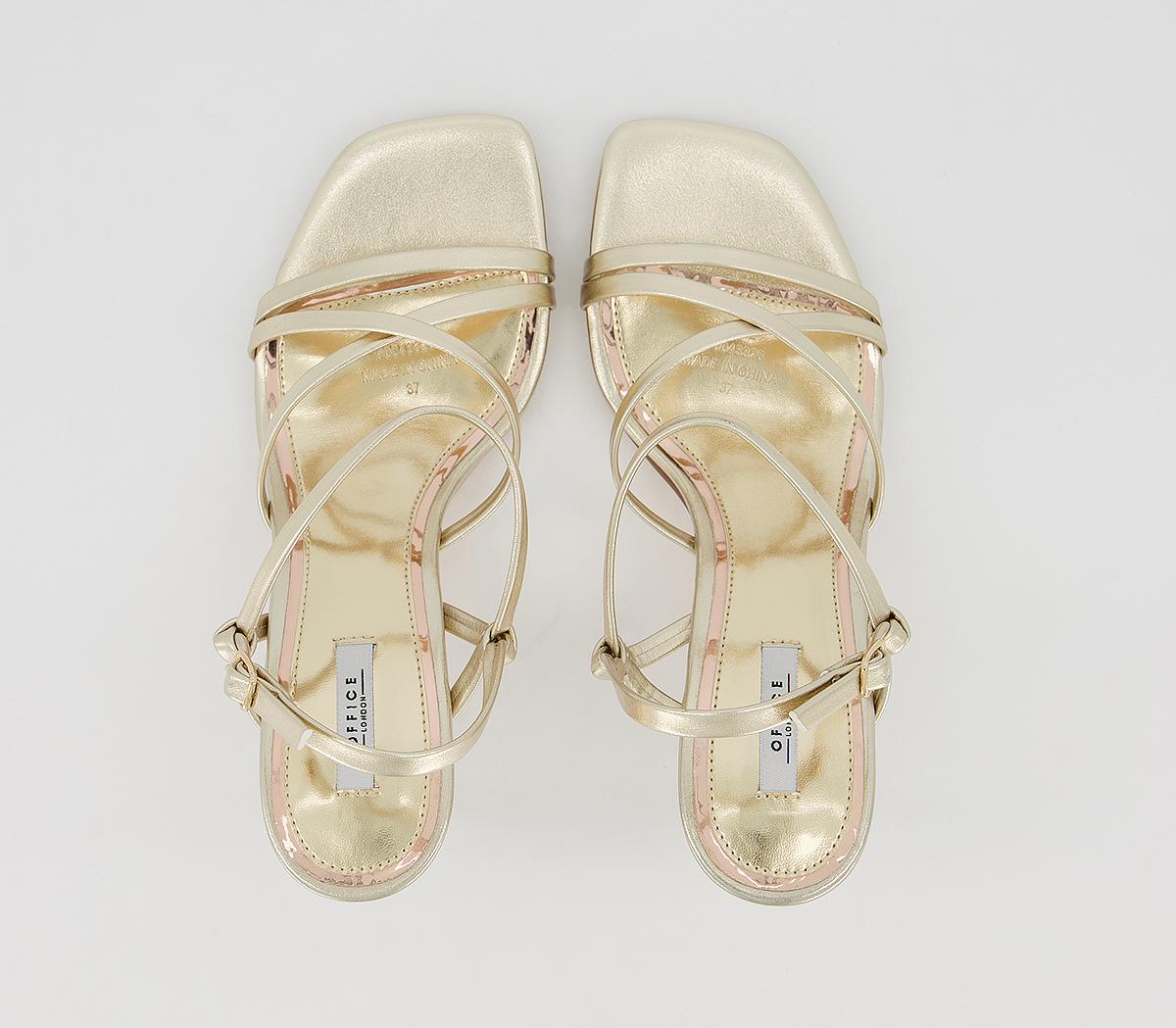 OFFICE Missy Strappy Sandals Gold Mid Heels