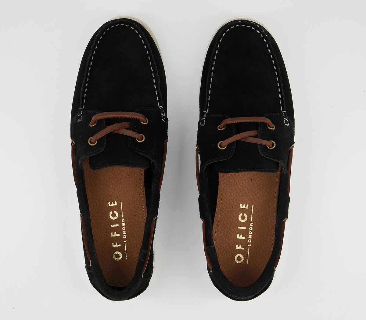 OFFICE Cabin Boat Shoes Black Suede Men's Casual Shoes