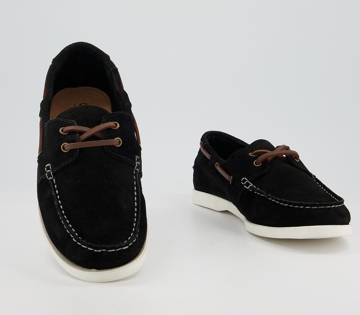 OFFICE Cabin Boat Shoes Black Suede Men's Casual Shoes