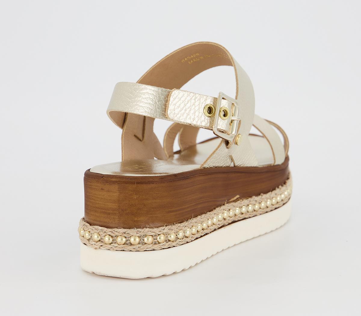 OFFICEMaya Flatform WedgesGold Leather Gold Studs