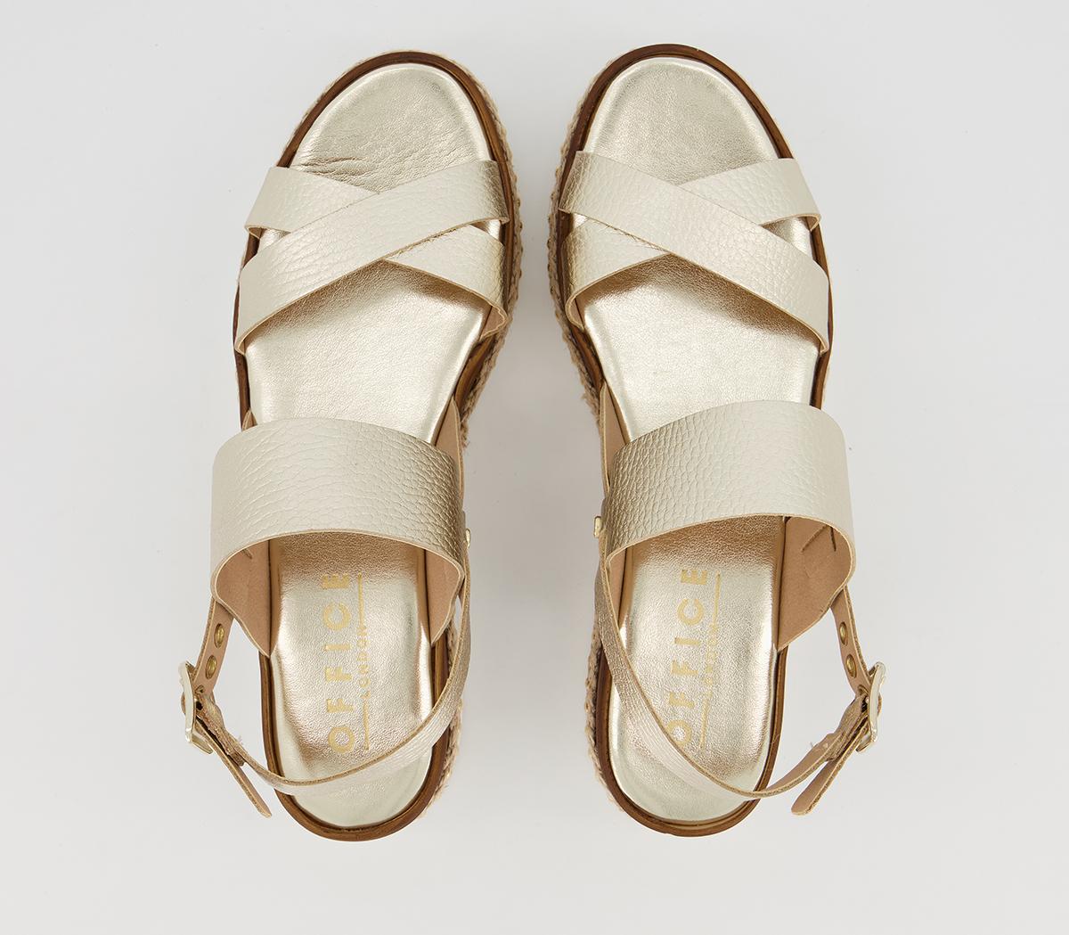 OFFICEMaya Flatform WedgesGold Leather Gold Studs
