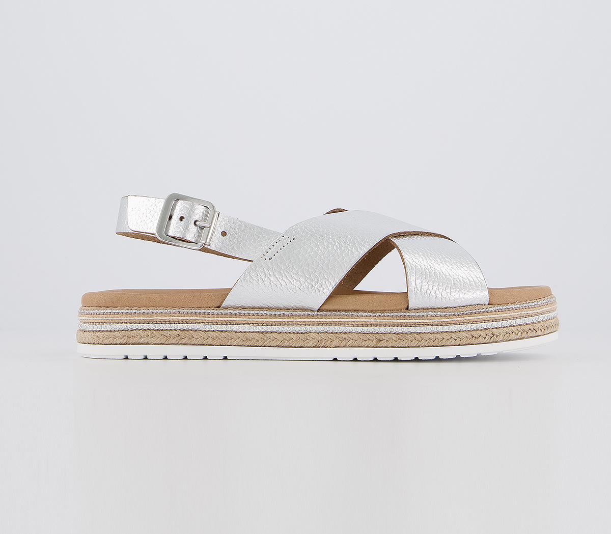 OFFICESunset  Espadrille SandalsSilver Tumbled Leather