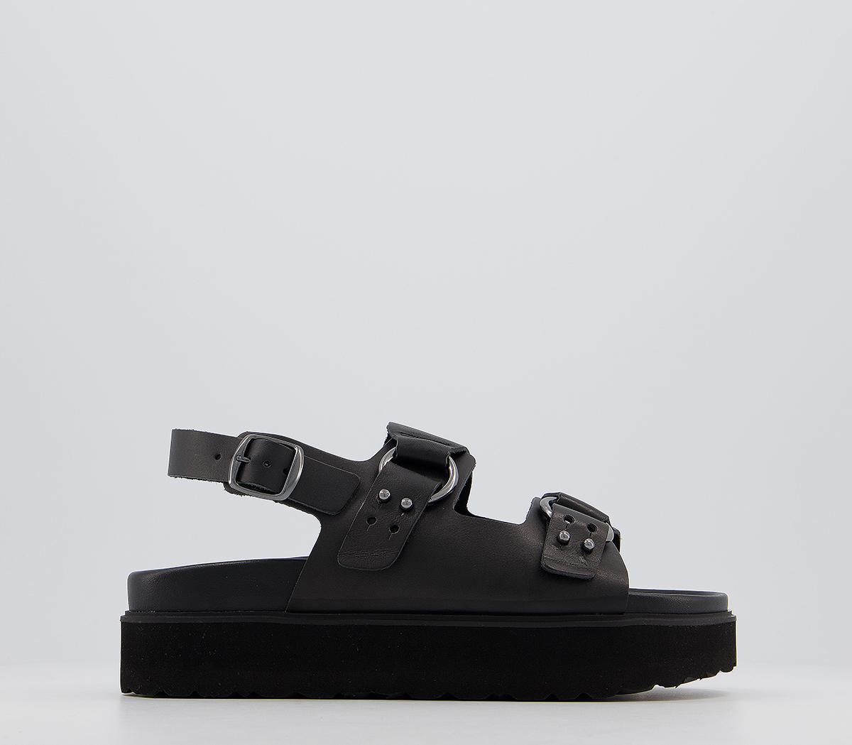 OFFICEMicha Ring Reef Footbed SandalsBlack Leather