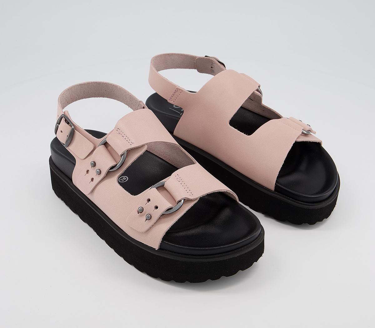 OFFICE Micha Ring Reef Footbed Sandals Pink Leather - Mid Heels