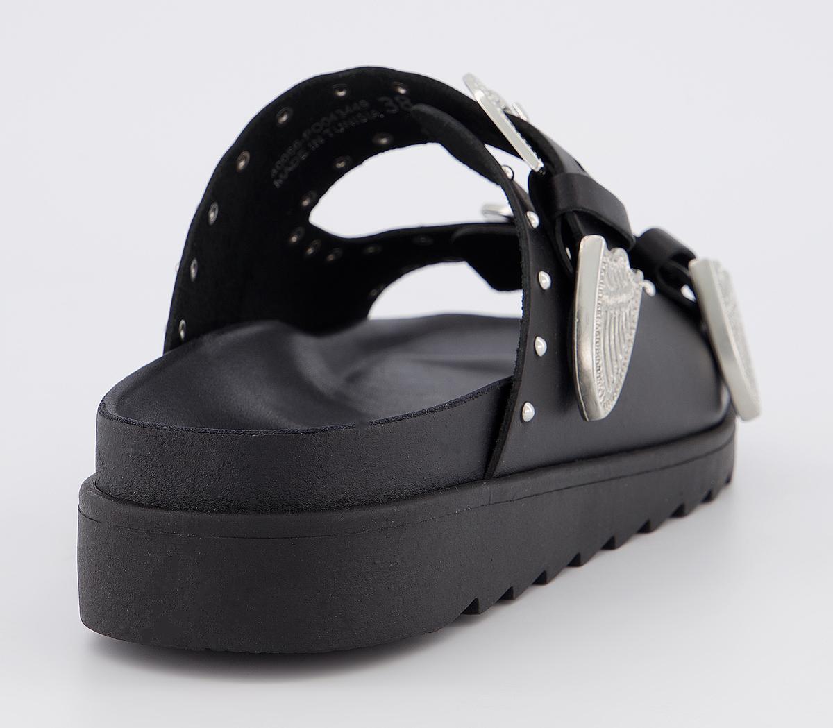 OFFICESantiago Buckle SandalsBlack Leather