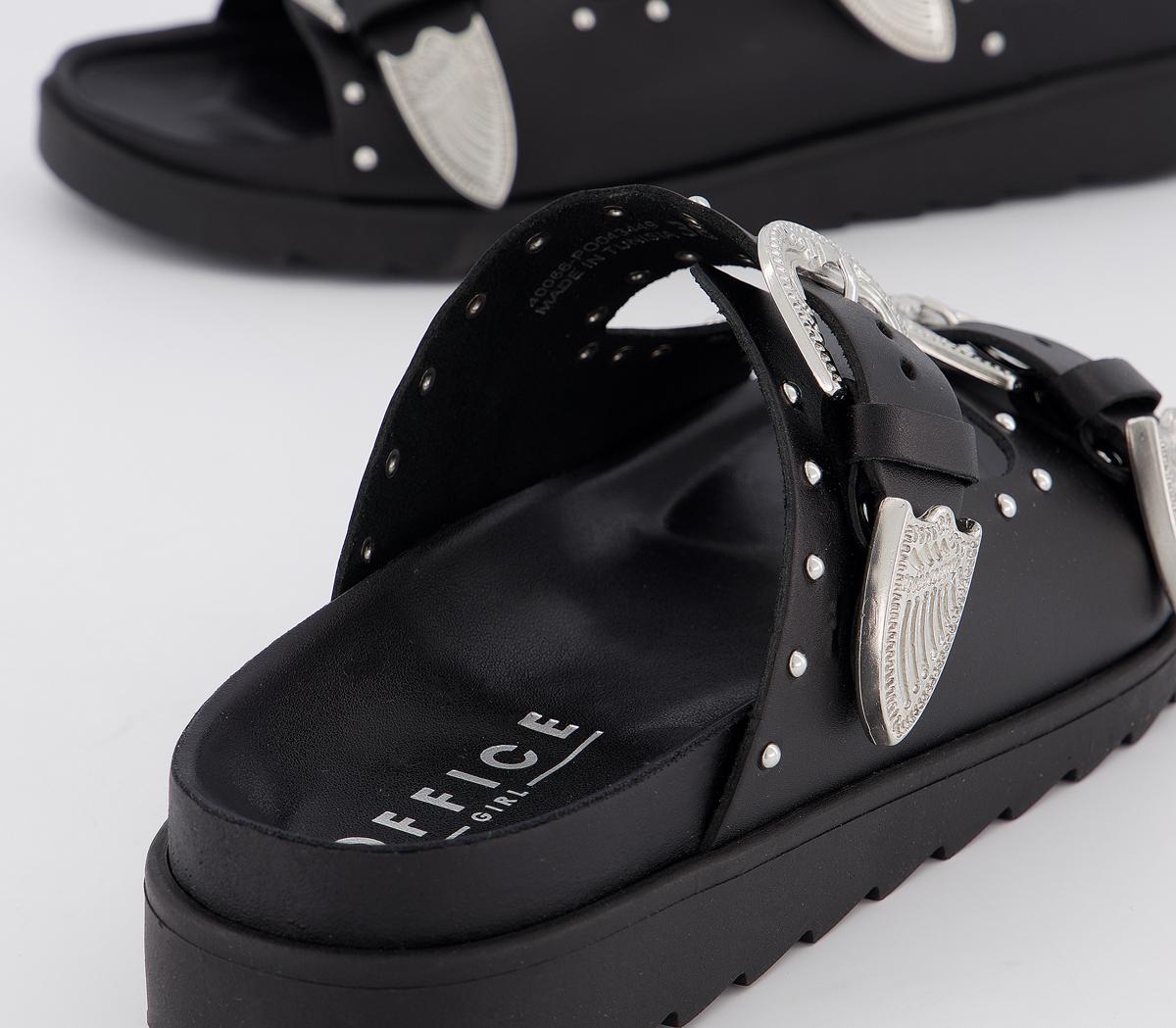 OFFICESantiago Buckle SandalsBlack Leather