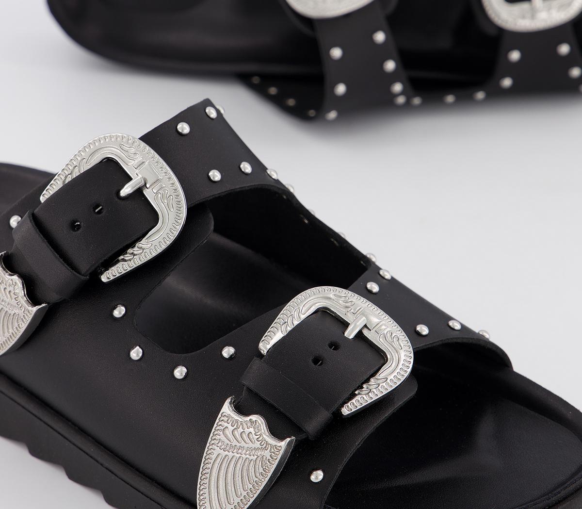 OFFICESantiago Buckle SandalsBlack Leather