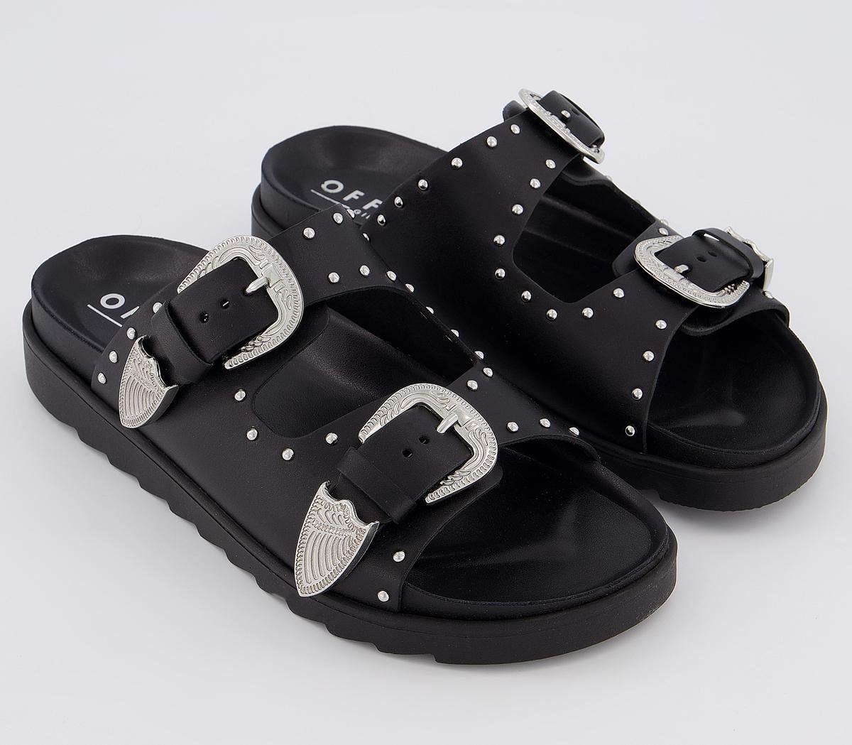 OFFICESantiago Buckle SandalsBlack Leather