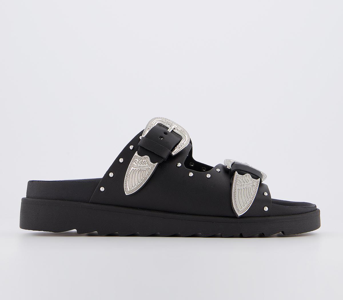 OFFICESantiago Buckle SandalsBlack Leather