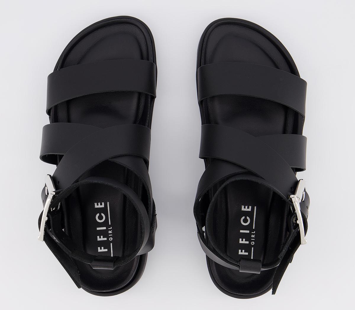 OFFICESwordfish Buckle SandalsBlack Leather
