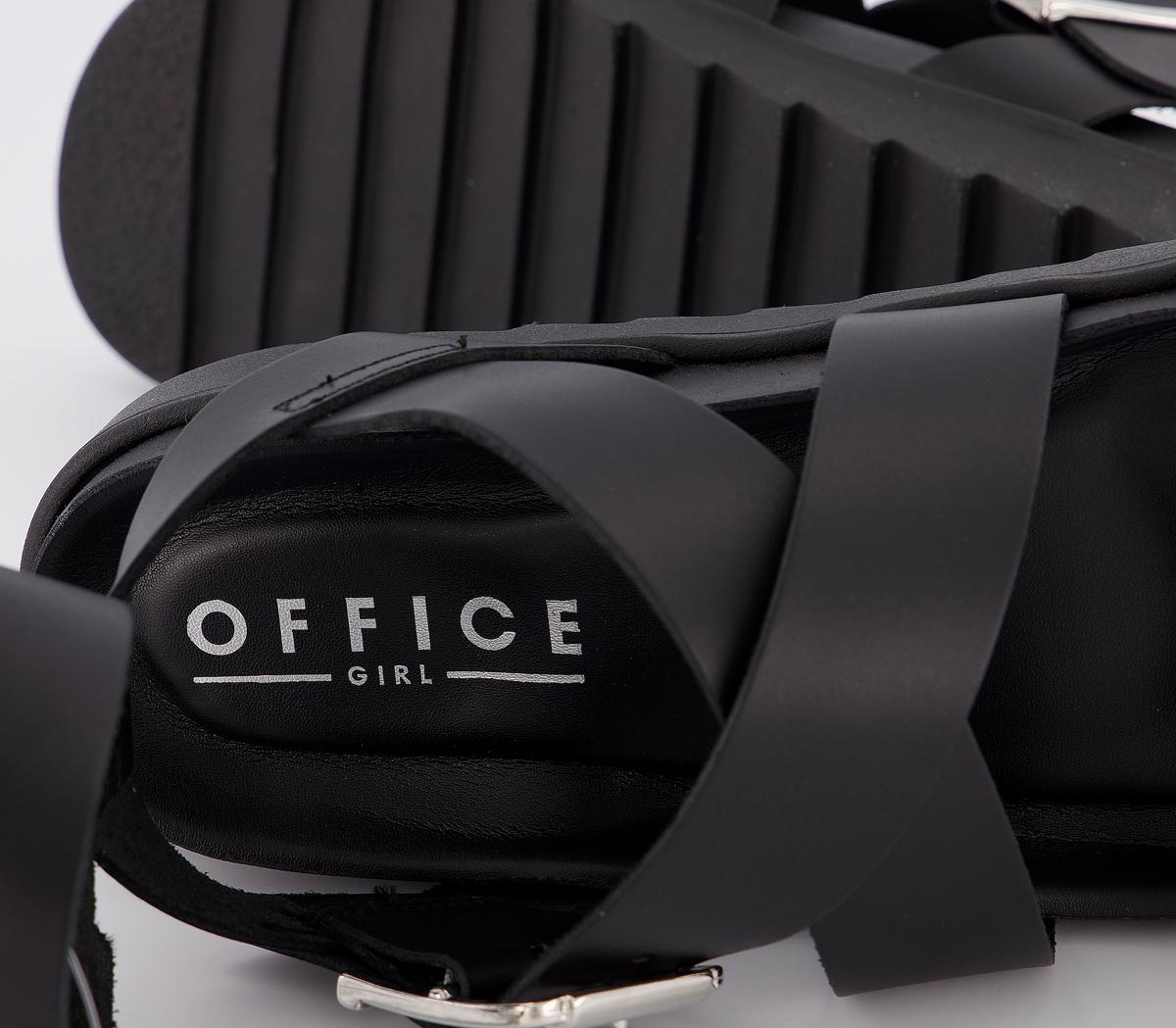 OFFICESwordfish Buckle SandalsBlack Leather