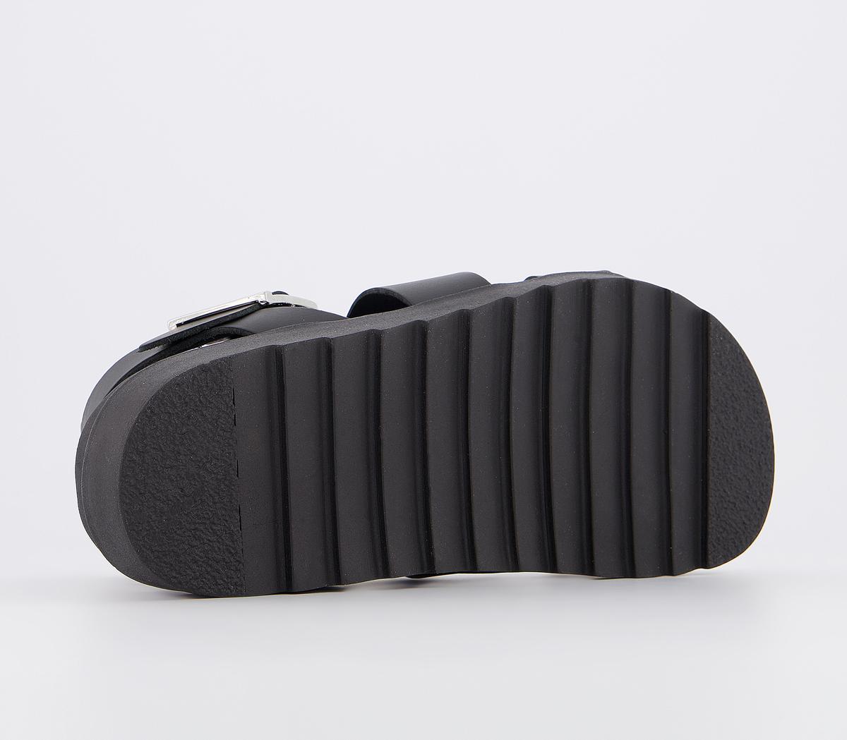 OFFICESwordfish Buckle SandalsBlack Leather