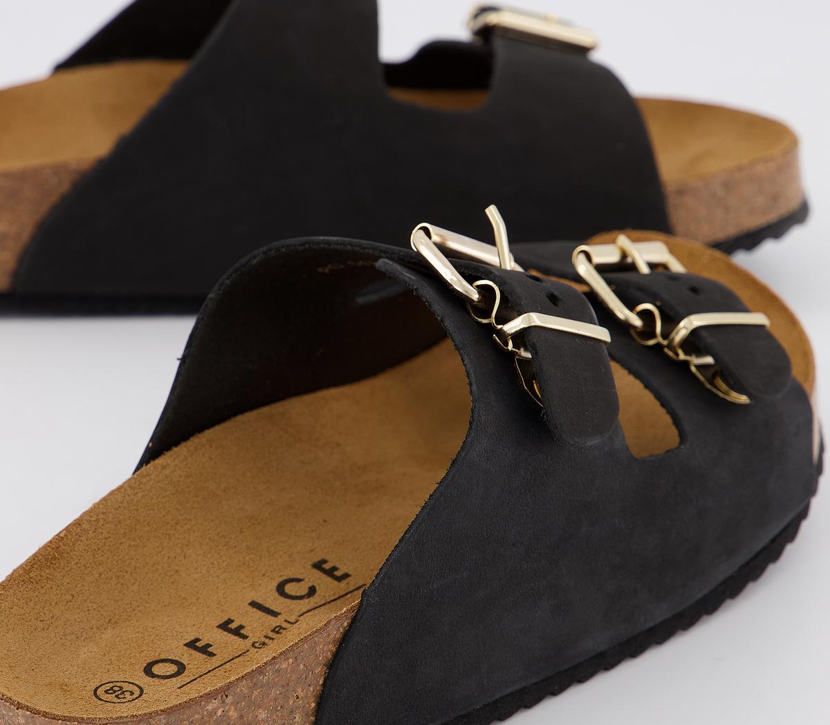 OFFICESmash Footbed SandalsBlack Nubuck