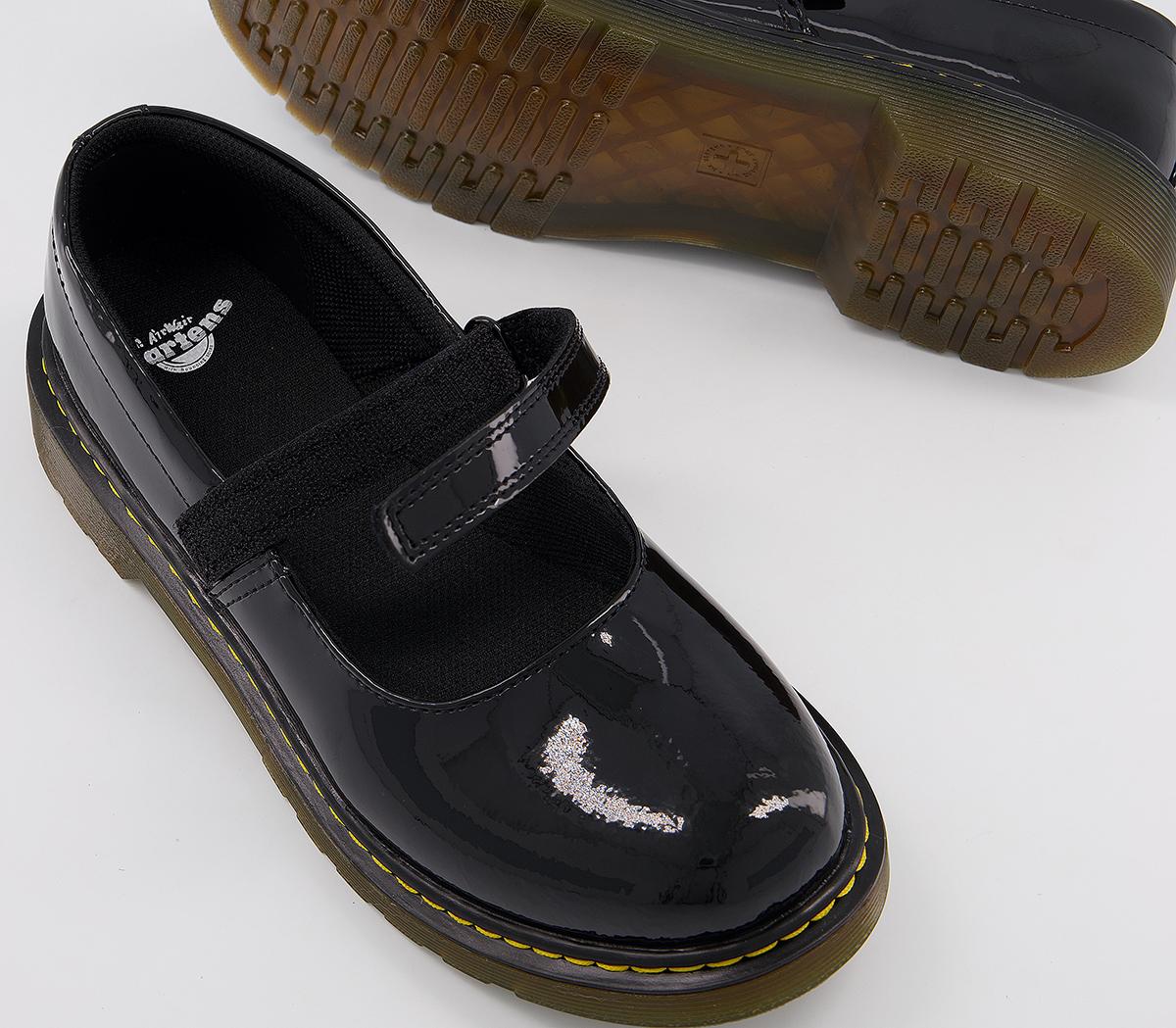 Dr. Martens Maccy Youth Shoes Black Patent Flat Shoes for Women