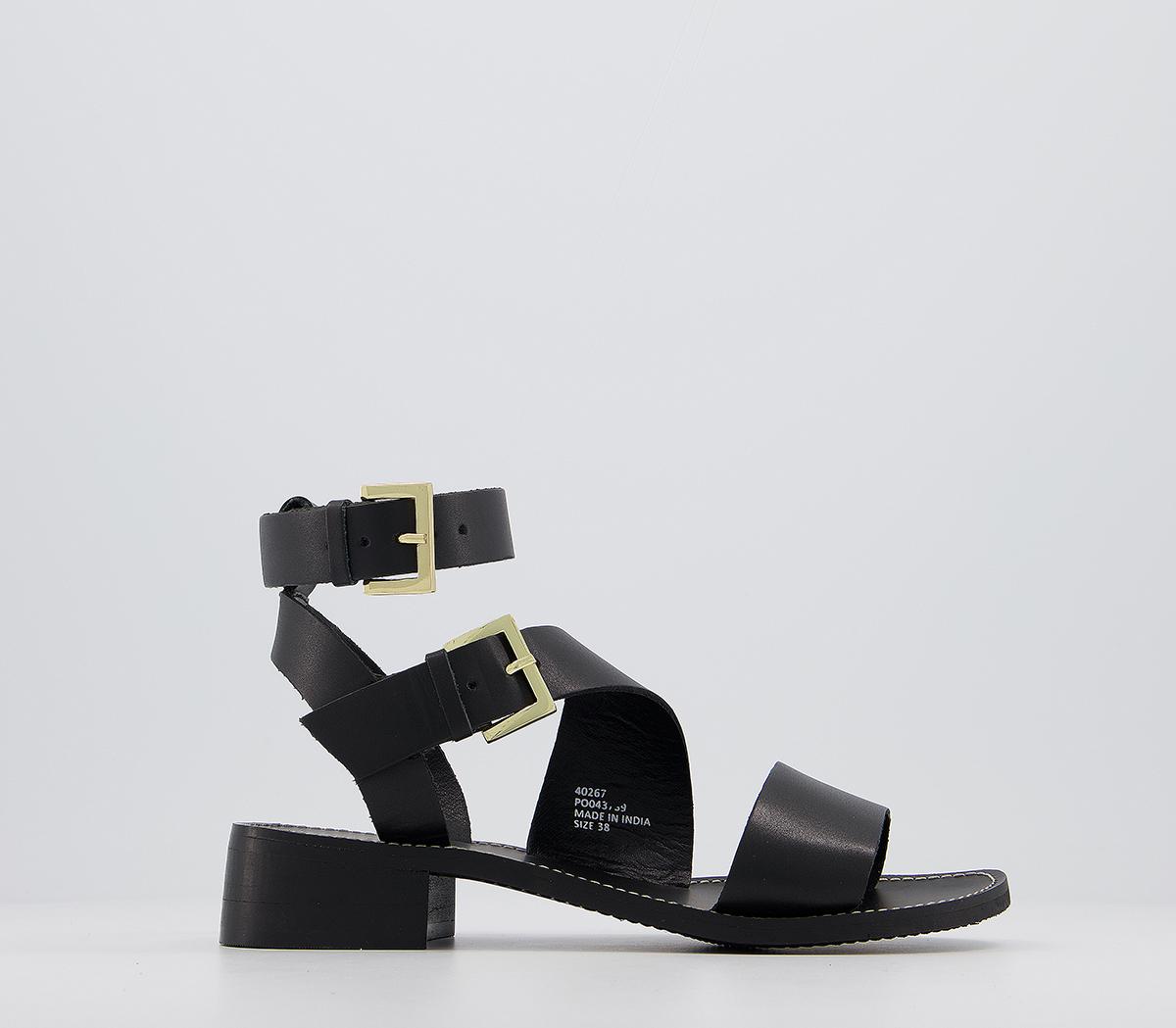 OFFICESailing Buckle SandalsBlack Leather