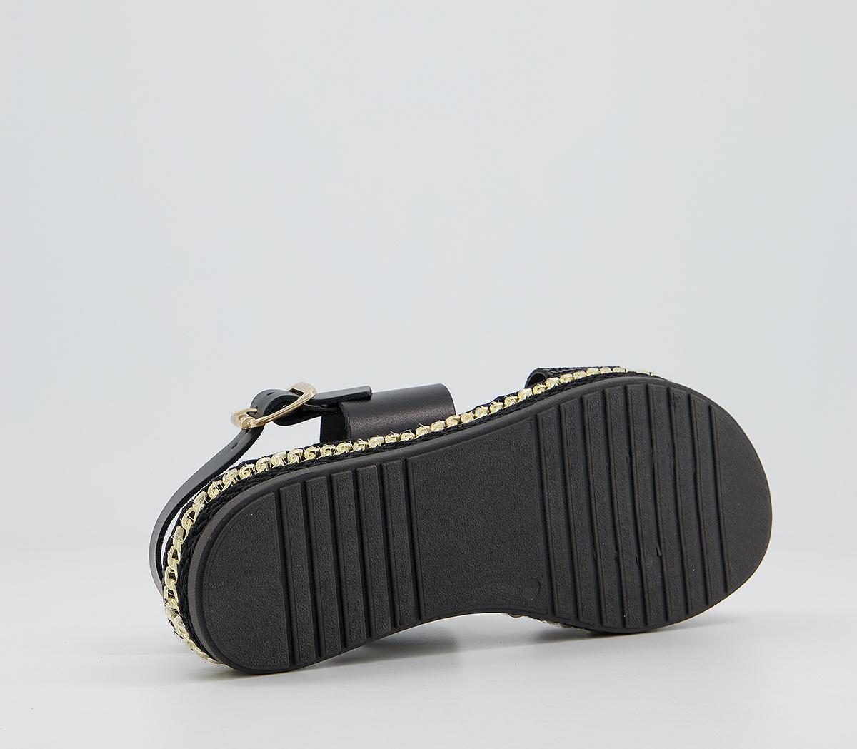 Office Sicily Two Part Sandals Office Sicily Two Part Sandals Black Leather With Chain Detail