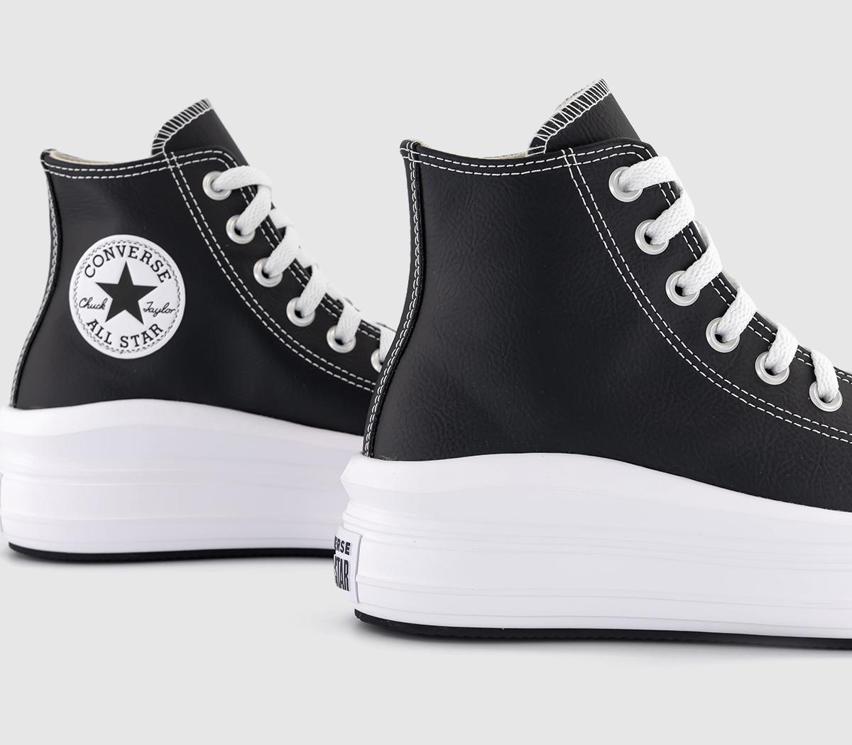 Converse All Star Move Platform Trainers Black White Lthr - Women's ...