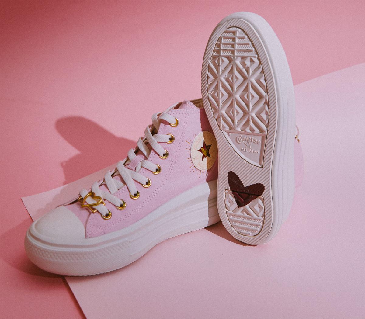 Converse All Star Move Platform Valentine's Trainers Sunrise Pink