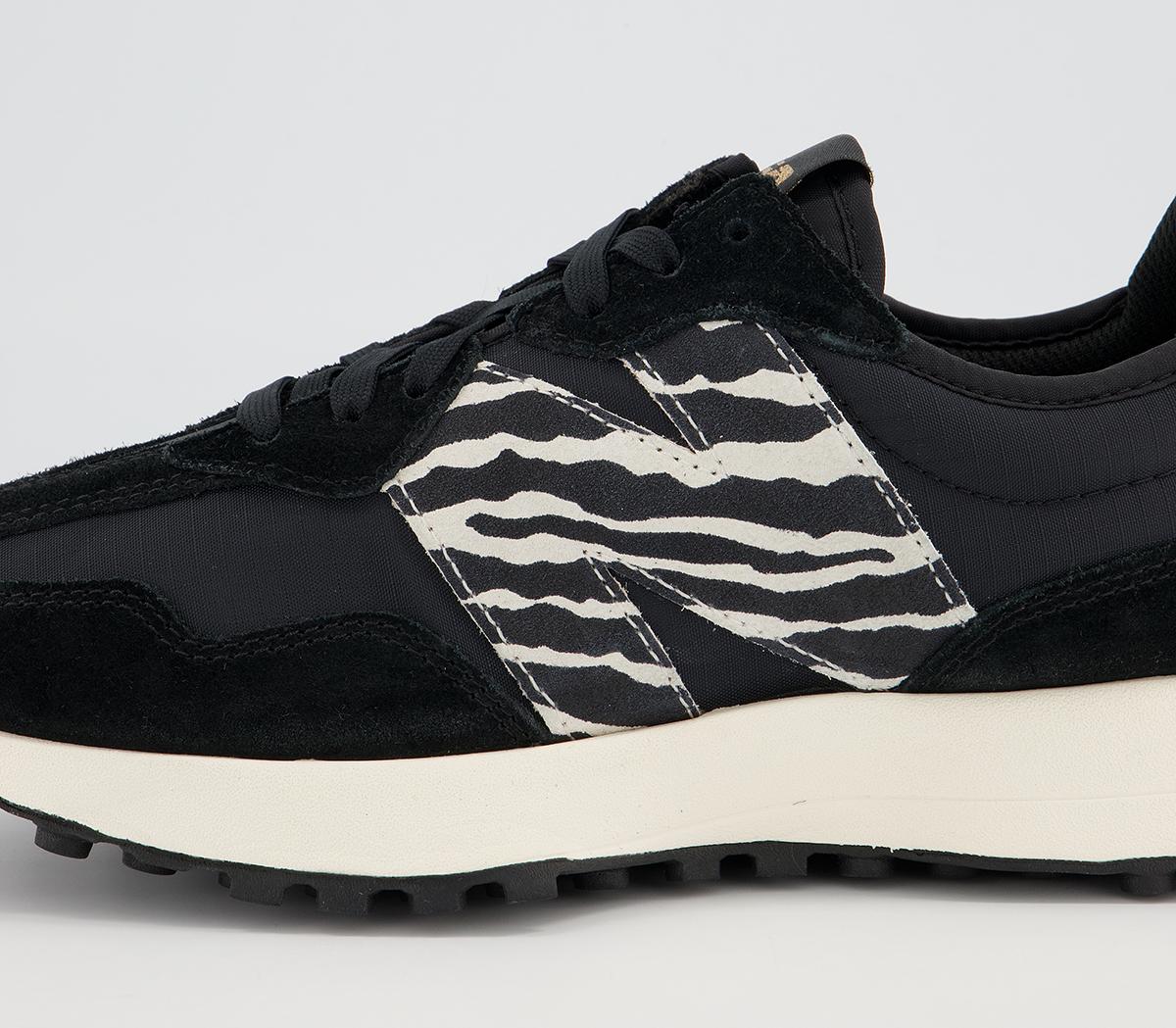 new balance 327 animal trainers in black and zebra