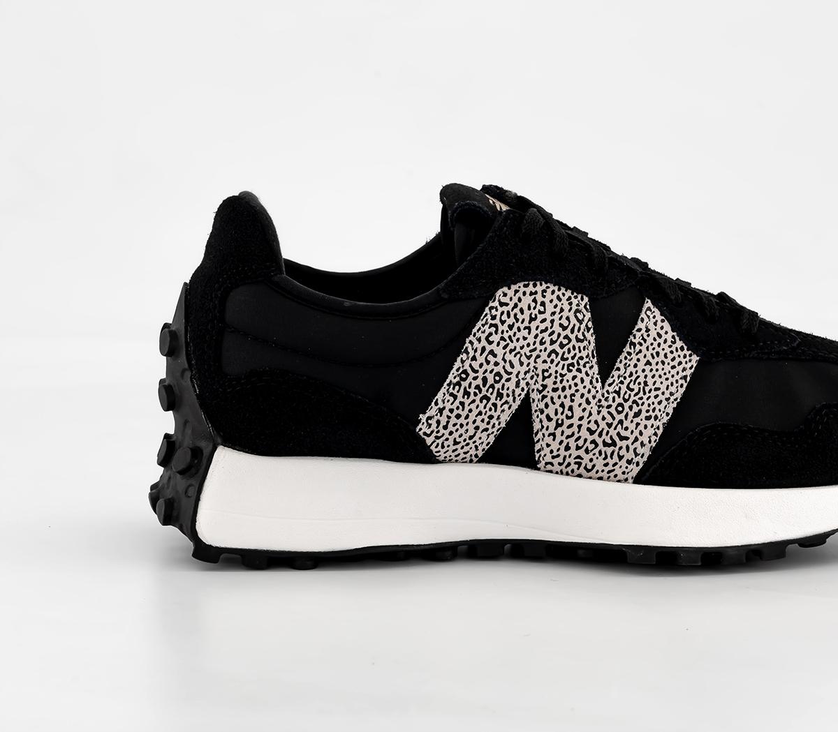 New Balance 327 Trainers Black Leopard White - Women's Trainers