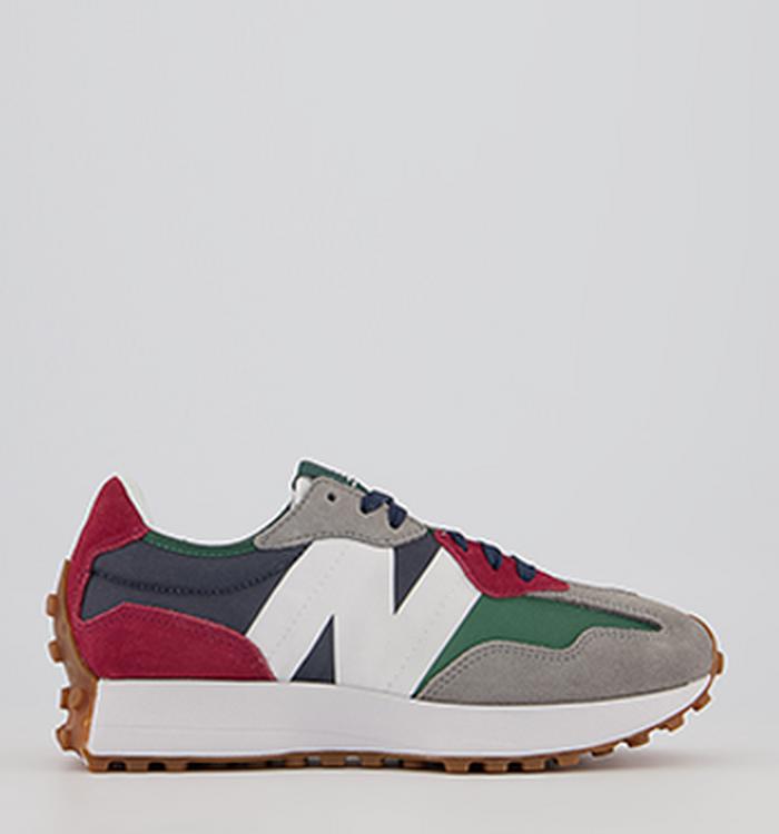 New Balance 327 Trainers Navy Green Grey Red White Gum