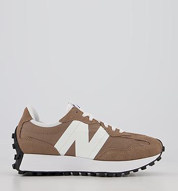 new balance 327 tan & burgundy mesh trainers