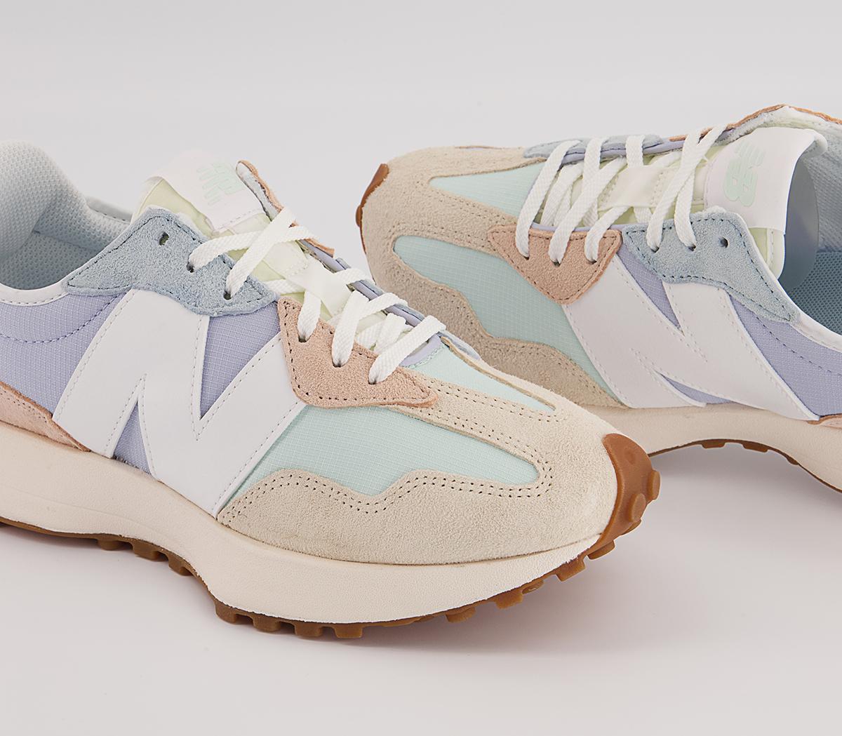 New Balance 327 Trainers Mint Lilac Beige White Gum - Women's Trainers