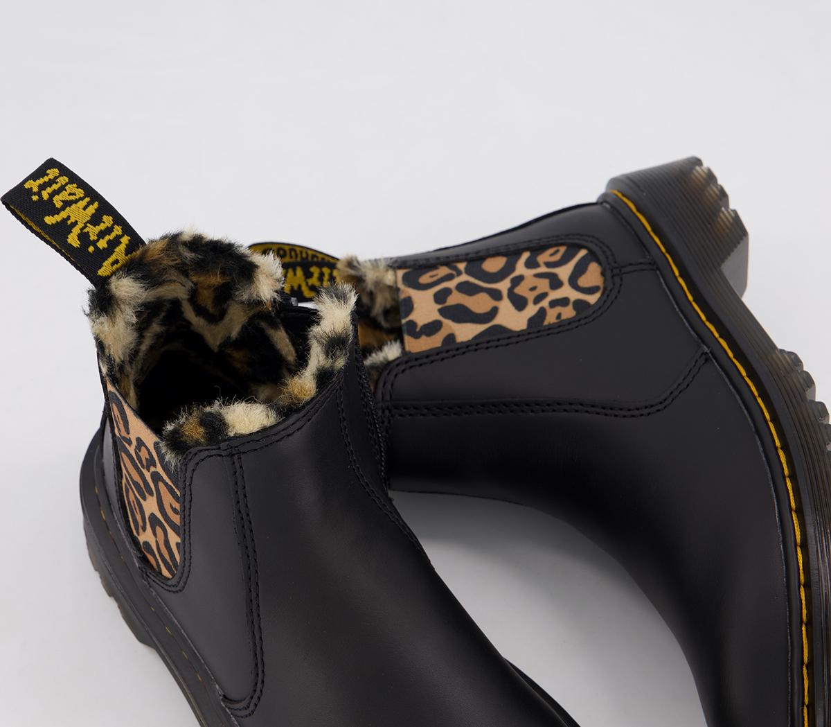 Dr Martens Flora Chelsea Boots With Leopard Print Animal Print