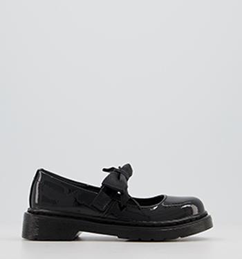 Dr. Martens Maccy II Bow Mary Jane Kids Shoes Black Patent Leather